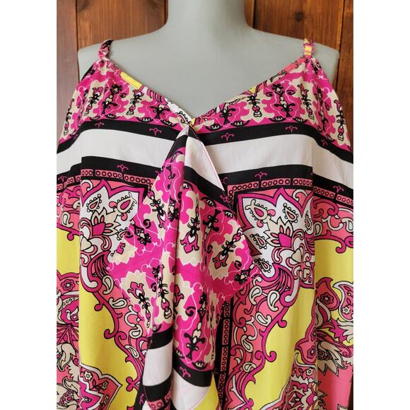 Lane Bryant Women 26/28 Pink Floral Satin Shell Top Adjustable Straps Ruffle🌸 - Picture 5 of 11